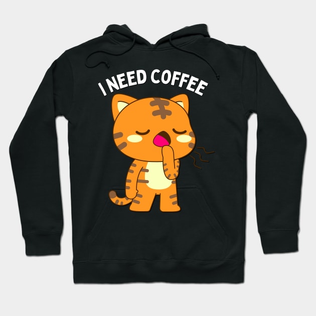 In need of coffee lover coffee addict Funny tired exhausted kitty Hoodie by BoogieCreates